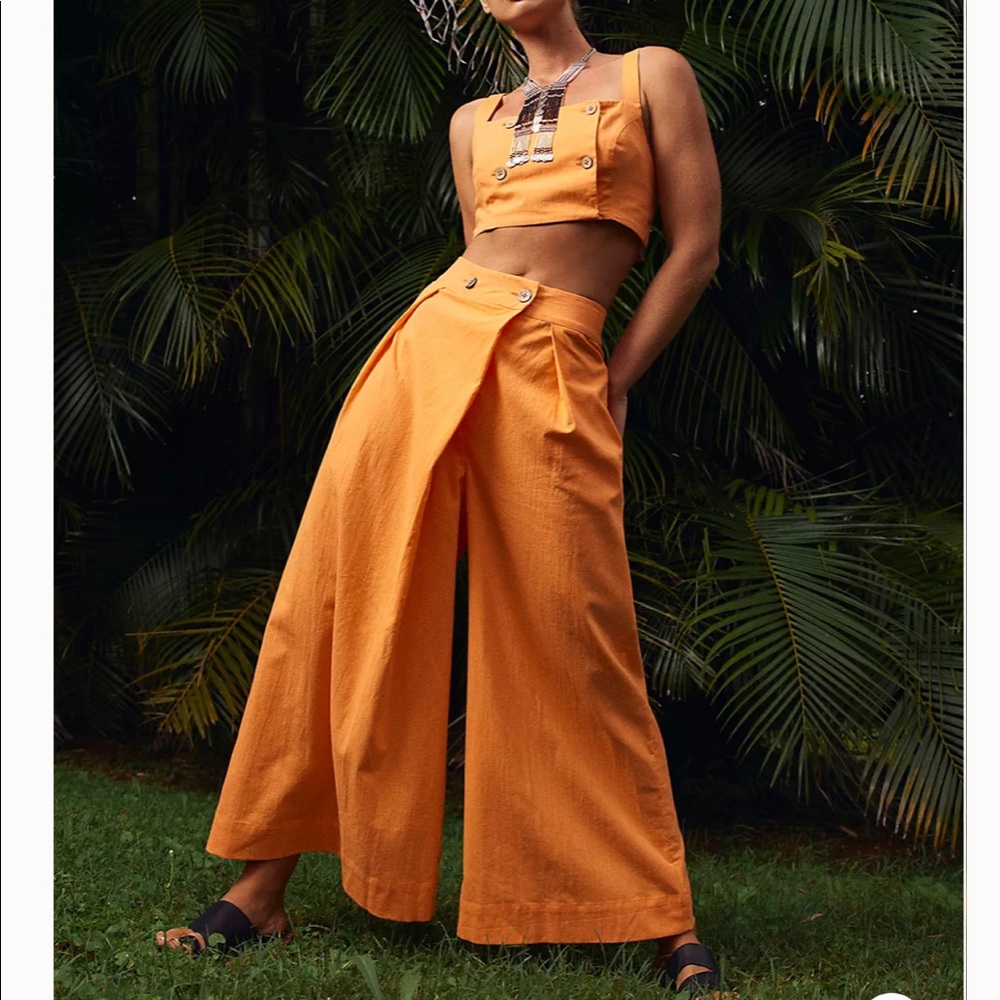 free people matching crop and wide leg pant